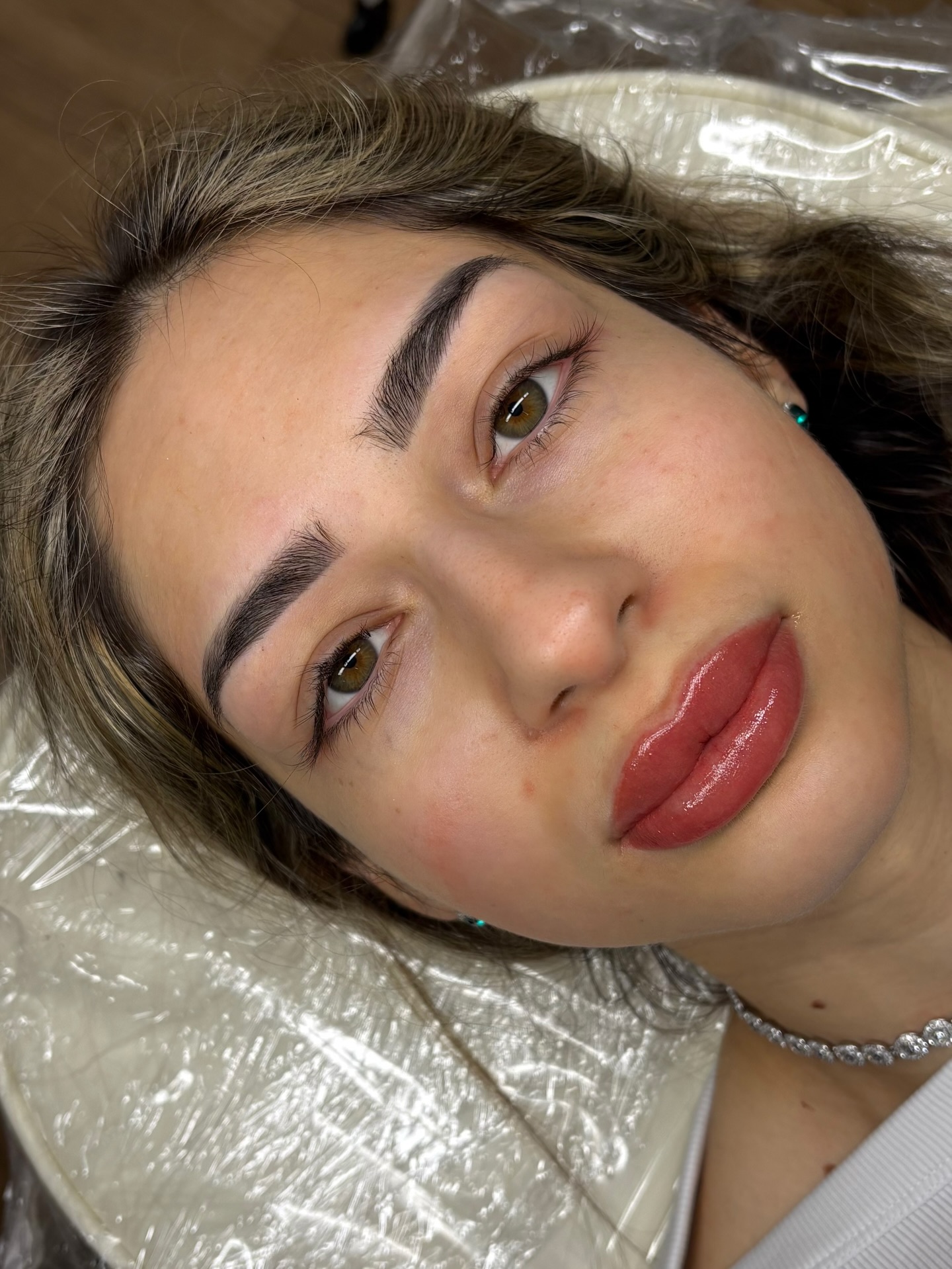 Full face treatment result — brows, lashes and lip blush